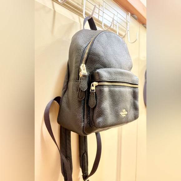 Coach Charlie Black Leather Backpack with Gold Details! - Picture 2 of 10